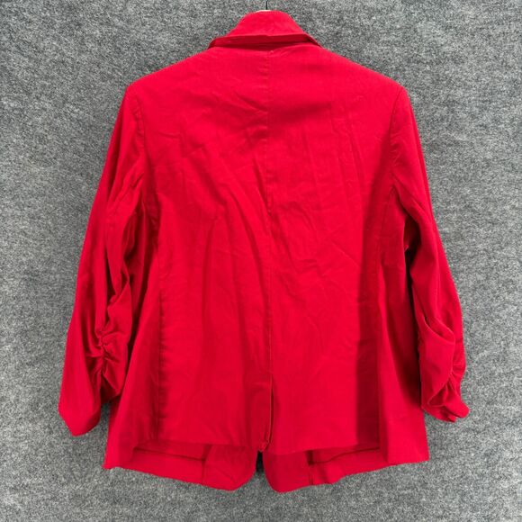 Roz & Ali Blazer Women 2X Plus Red One Button Long Sleeve Collared Lined Rayon - Picture 2 of 7